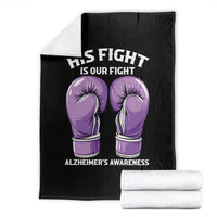 Purple Boxing Gloves Alzheimers Support Throw Blanket His Fight Our Fight