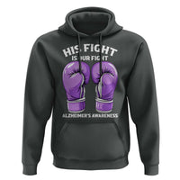 Purple Boxing Gloves Alzheimers Support Hoodie His Fight Our Fight
