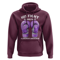 Purple Boxing Gloves Alzheimers Support Hoodie His Fight Our Fight