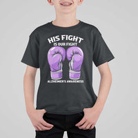 Purple Boxing Gloves Alzheimers Support T Shirt For Kid His Fight Our Fight