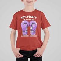 Purple Boxing Gloves Alzheimers Support T Shirt For Kid His Fight Our Fight