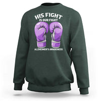 Purple Boxing Gloves Alzheimers Support Sweatshirt His Fight Our Fight