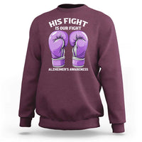 Purple Boxing Gloves Alzheimers Support Sweatshirt His Fight Our Fight