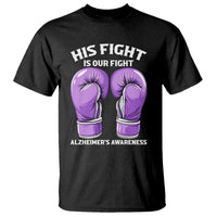 Purple Boxing Gloves Alzheimers Support T Shirt His Fight Our Fight