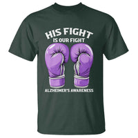 Purple Boxing Gloves Alzheimers Support T Shirt His Fight Our Fight