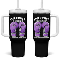 Purple Boxing Gloves Alzheimers Support Tumbler With Handle His Fight Our Fight