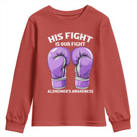 Purple Boxing Gloves Alzheimers Support Youth Sweatshirt His Fight Our Fight