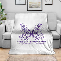 Alzheimers Awareness Butterfly Support Gift Throw Blanket Her Fight Our Fight