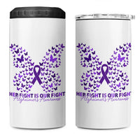 Alzheimers Awareness Butterfly Support Gift 4 in 1 Can Cooler Tumbler Her Fight Our Fight