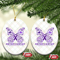 Alzheimers Awareness Butterfly Support Gift Ceramic Ornament Her Fight Our Fight