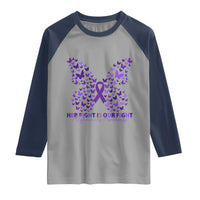 Alzheimers Awareness Butterfly Support Gift Raglan Shirt Her Fight Our Fight