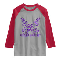Alzheimers Awareness Butterfly Support Gift Raglan Shirt Her Fight Our Fight