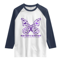 Alzheimers Awareness Butterfly Support Gift Raglan Shirt Her Fight Our Fight
