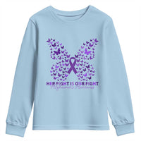 Alzheimers Awareness Butterfly Support Gift Youth Sweatshirt Her Fight Our Fight