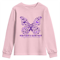 Alzheimers Awareness Butterfly Support Gift Youth Sweatshirt Her Fight Our Fight