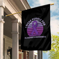 I Wear Purple For Alzheimers Garden Flag Vintage Sunset Purple Ribbon Graphic
