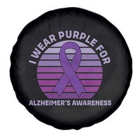 I Wear Purple For Alzheimers Spare Tire Cover Vintage Sunset Purple Ribbon Graphic
