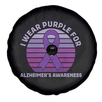 I Wear Purple For Alzheimers Spare Tire Cover Vintage Sunset Purple Ribbon Graphic