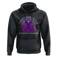 I Wear Purple For Alzheimers Hoodie Vintage Sunset Purple Ribbon Graphic
