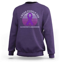 I Wear Purple For Alzheimers Sweatshirt Vintage Sunset Purple Ribbon Graphic