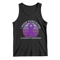 I Wear Purple For Alzheimers Tank Top Vintage Sunset Purple Ribbon Graphic