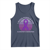 I Wear Purple For Alzheimers Tank Top Vintage Sunset Purple Ribbon Graphic