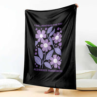 Alzheimers Purple Floral Retro Graphic Throw Blanket I Will Remember For You
