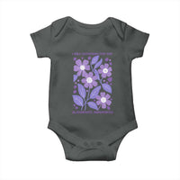 Alzheimers Purple Floral Retro Graphic Baby Onesie I Will Remember For You