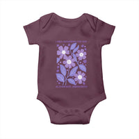 Alzheimers Purple Floral Retro Graphic Baby Onesie I Will Remember For You