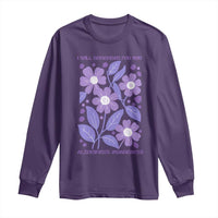 Alzheimers Purple Floral Retro Graphic Long Sleeve Shirt I Will Remember For You