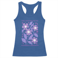 Alzheimers Purple Floral Retro Graphic Racerback Tank Top I Will Remember For You