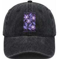Alzheimers Purple Floral Retro Graphic Washed Cotton Baseball Cap I Will Remember For You