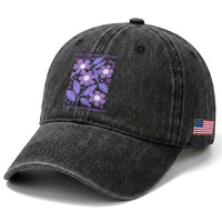 Alzheimers Purple Floral Retro Graphic Washed Cotton Baseball Cap I Will Remember For You