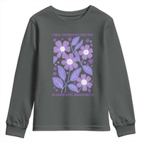 Alzheimers Purple Floral Retro Graphic Youth Sweatshirt I Will Remember For You