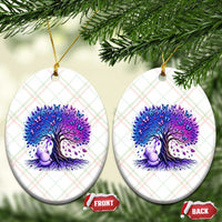 Purple Elephant Butterfly Ribbon Ceramic Ornament Tree Of Life Alzheimers Support