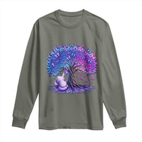 Purple Elephant Butterfly Ribbon Long Sleeve Shirt Tree Of Life Alzheimers Support