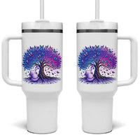 Purple Elephant Butterfly Ribbon Tumbler With Handle Tree Of Life Alzheimers Support