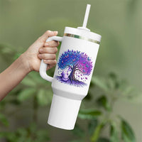 Purple Elephant Butterfly Ribbon Tumbler With Handle Tree Of Life Alzheimers Support