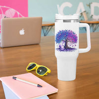 Purple Elephant Butterfly Ribbon Tumbler With Handle Tree Of Life Alzheimers Support