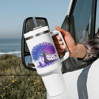 Purple Elephant Butterfly Ribbon Tumbler With Handle Tree Of Life Alzheimers Support
