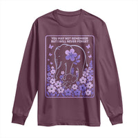 Elephant Alzheimers Purple Floral Support Long Sleeve Shirt You May Not Remember But I Will Never Forget