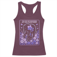 Elephant Alzheimers Purple Floral Support Racerback Tank Top You May Not Remember But I Will Never Forget
