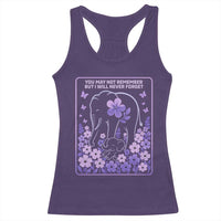Elephant Alzheimers Purple Floral Support Racerback Tank Top You May Not Remember But I Will Never Forget