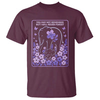 Elephant Alzheimers Purple Floral Support T Shirt You May Not Remember But I Will Never Forget