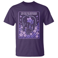 Elephant Alzheimers Purple Floral Support T Shirt You May Not Remember But I Will Never Forget