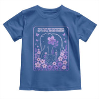 Elephant Alzheimers Purple Floral Support Toddler T Shirt You May Not Remember But I Will Never Forget