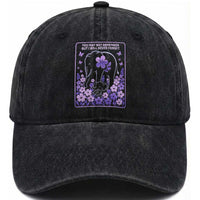 Elephant Alzheimers Purple Floral Support Washed Cotton Baseball Cap You May Not Remember But I Will Never Forget