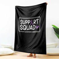 Support Squad Alzheimers Throw Blanket Purple Ribbon Hope Strength Love