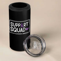 Support Squad Alzheimers 4 in 1 Can Cooler Tumbler Purple Ribbon Hope Strength Love