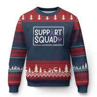Support Squad Alzheimers Ugly Christmas Sweater Purple Ribbon Hope Strength Love